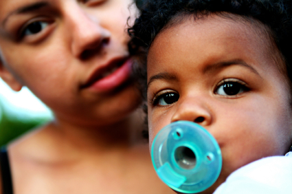 mom and baby with pacifier