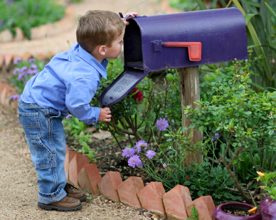 child looking in mailbox junk mail