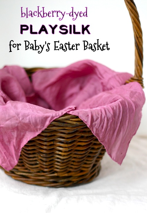 Blackberry-dyed playsilk for Baby's Easter Basket | OnePartSunshine.com