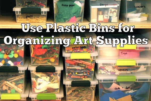 Use Plastic Bins to Organize Art Supplies | OnePartSunshine.com